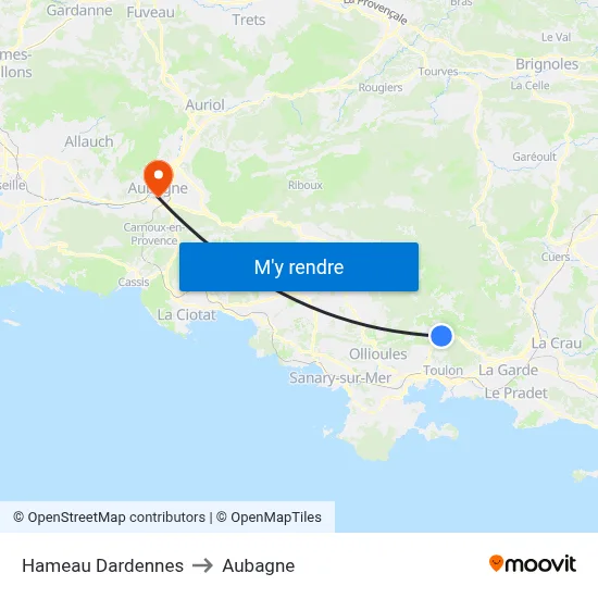 Hameau Dardennes to Aubagne map