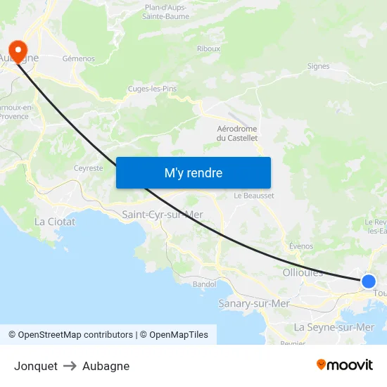 Jonquet to Aubagne map