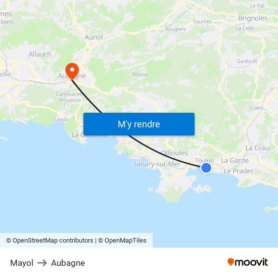 Mayol to Aubagne map