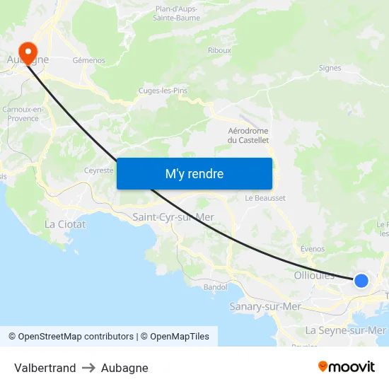 Valbertrand to Aubagne map