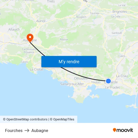 Fourches to Aubagne map