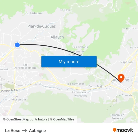La Rose to Aubagne map