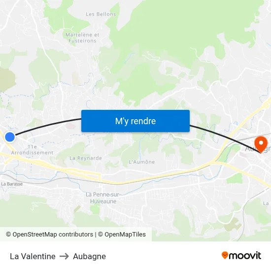 La Valentine to Aubagne map