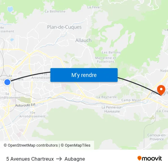 5 Avenues Chartreux to Aubagne map