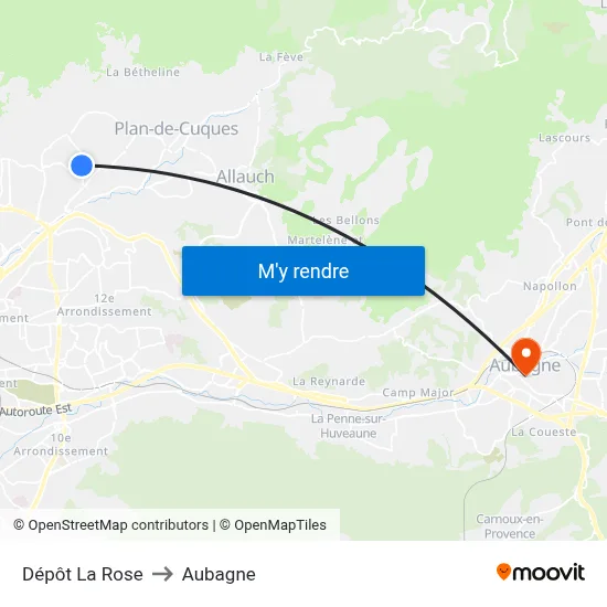 Dépôt La Rose to Aubagne map