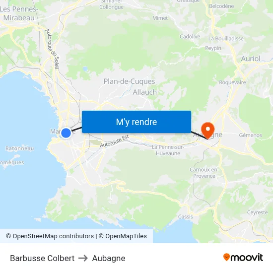 Barbusse Colbert to Aubagne map