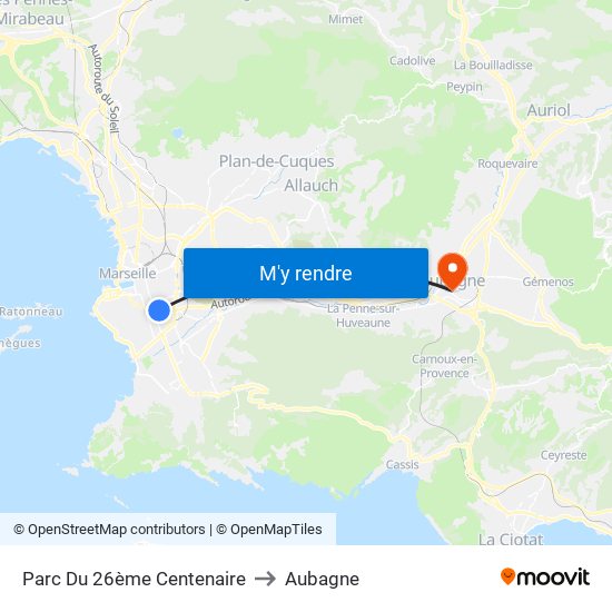 Parc Du 26ème Centenaire to Aubagne map