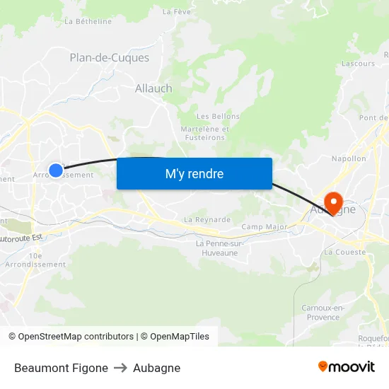 Beaumont Figone to Aubagne map