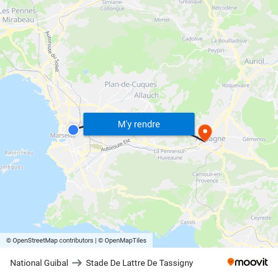 National Guibal to Stade De Lattre De Tassigny map