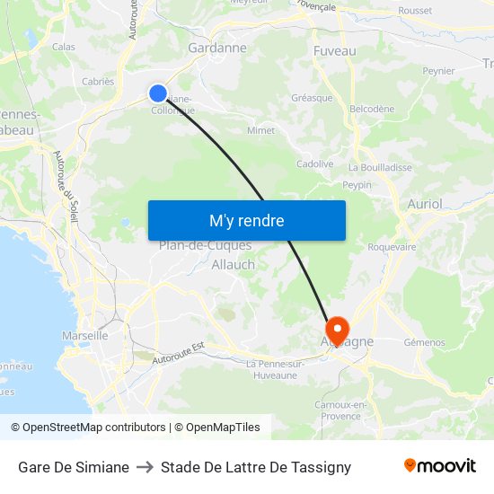 Gare De Simiane to Stade De Lattre De Tassigny map