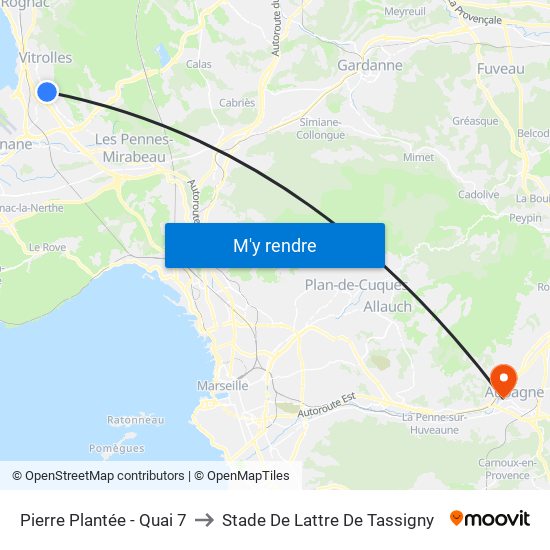 Pierre Plantée - Quai 7 to Stade De Lattre De Tassigny map