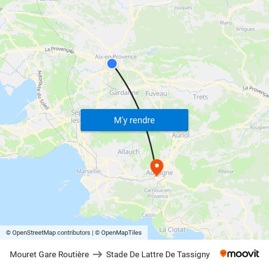 Mouret Gare Routière to Stade De Lattre De Tassigny map