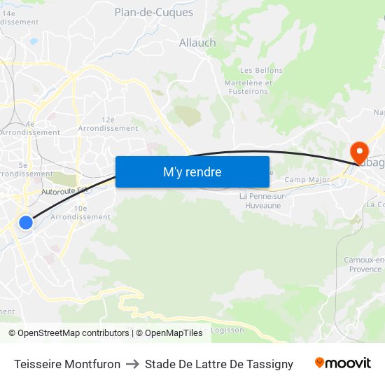 Teisseire Montfuron to Stade De Lattre De Tassigny map