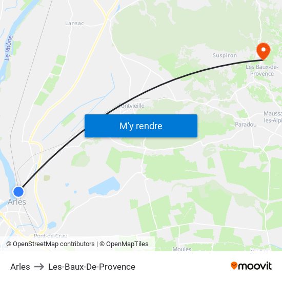 Arles to Les-Baux-De-Provence map