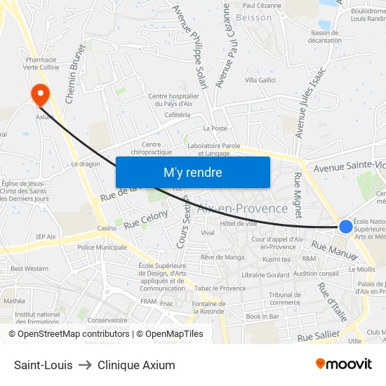 Saint-Louis to Clinique Axium map
