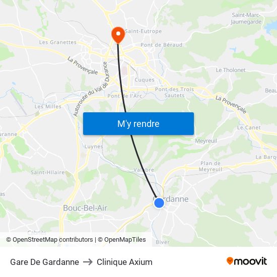 Gare De Gardanne to Clinique Axium map