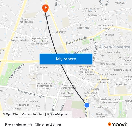 Brossolette to Clinique Axium map