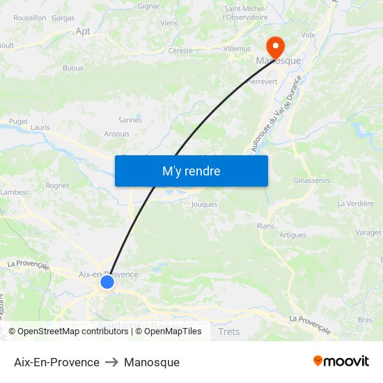 Aix-En-Provence to Manosque map