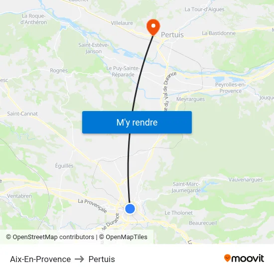 Aix-En-Provence to Pertuis map