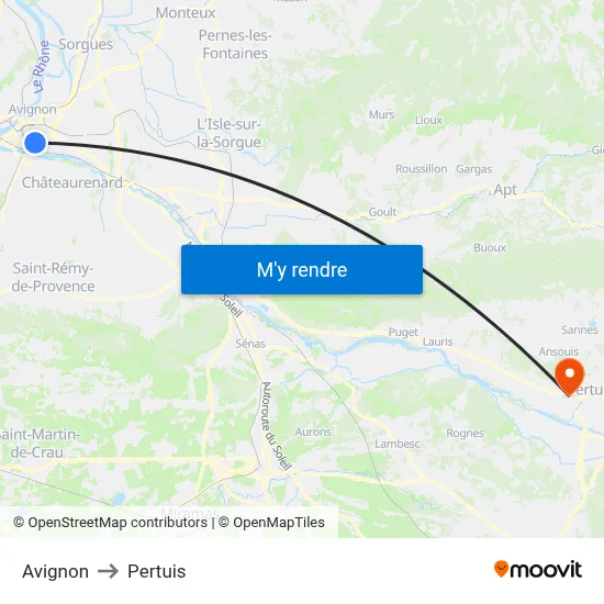 Avignon to Pertuis map