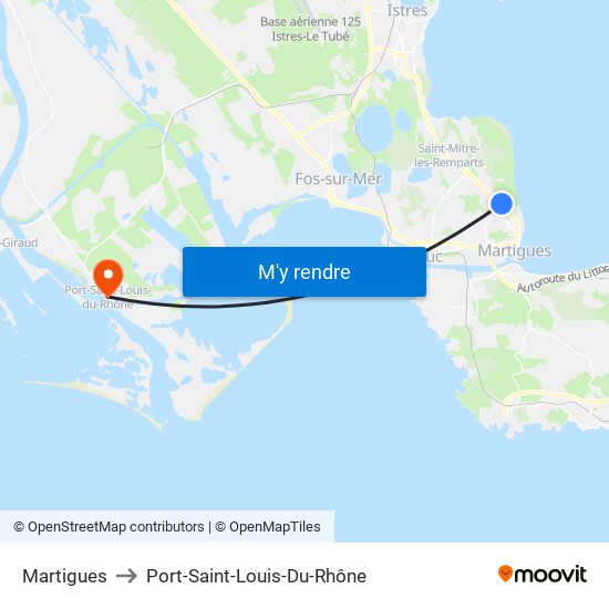 Martigues to Port-Saint-Louis-Du-Rhône map