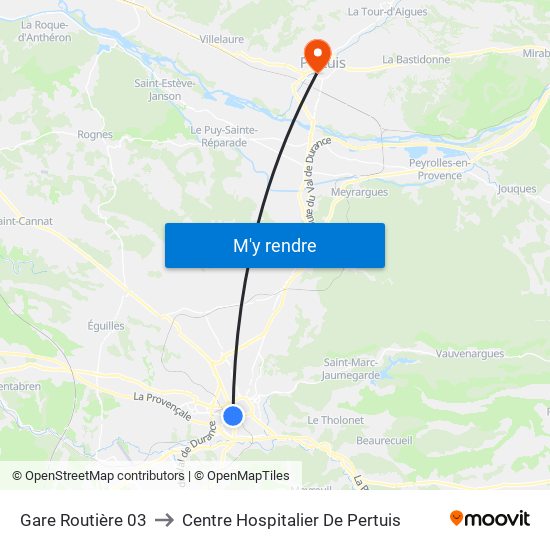 Gare Routière 03 to Centre Hospitalier De Pertuis map