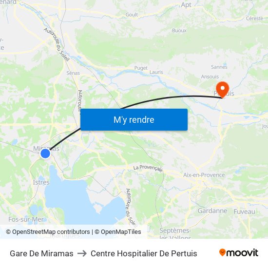 Gare De Miramas to Centre Hospitalier De Pertuis map
