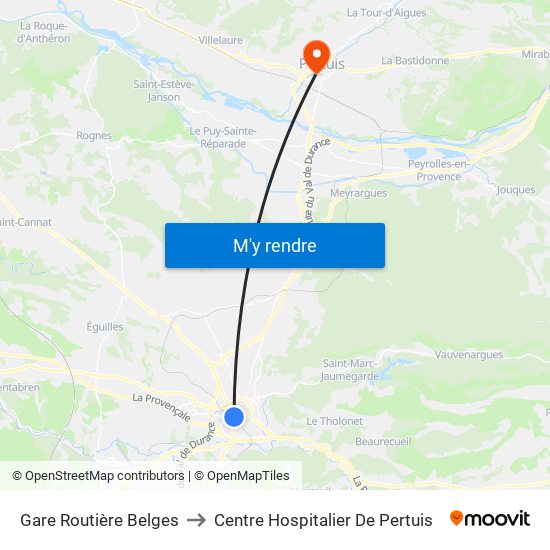 Gare Routière Belges to Centre Hospitalier De Pertuis map