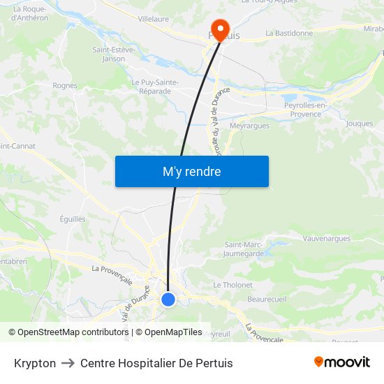 Krypton to Centre Hospitalier De Pertuis map