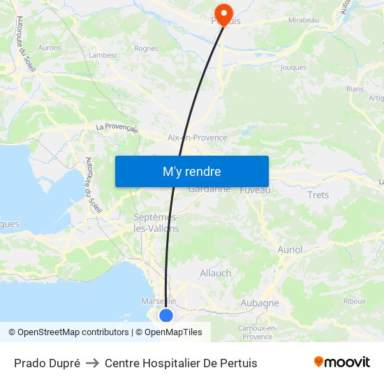 Prado Dupré to Centre Hospitalier De Pertuis map