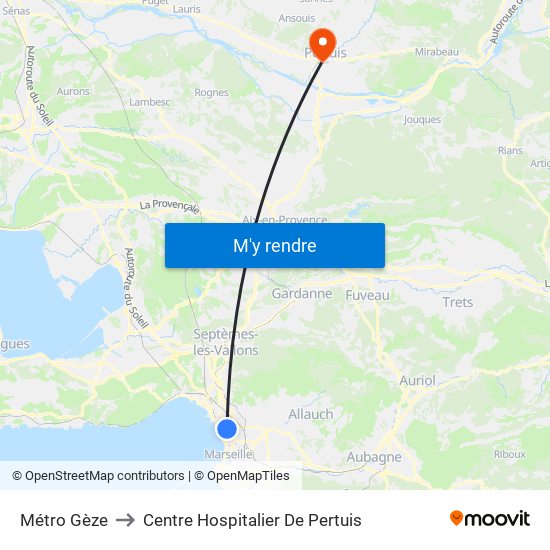 Métro Gèze to Centre Hospitalier De Pertuis map