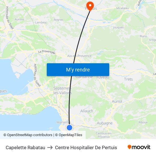 Capelette Rabatau to Centre Hospitalier De Pertuis map