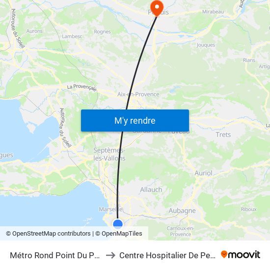 Métro Rond Point Du Prado to Centre Hospitalier De Pertuis map