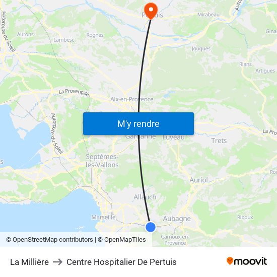 La Millière to Centre Hospitalier De Pertuis map