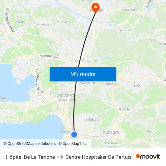 Hôpital De La Timone to Centre Hospitalier De Pertuis map