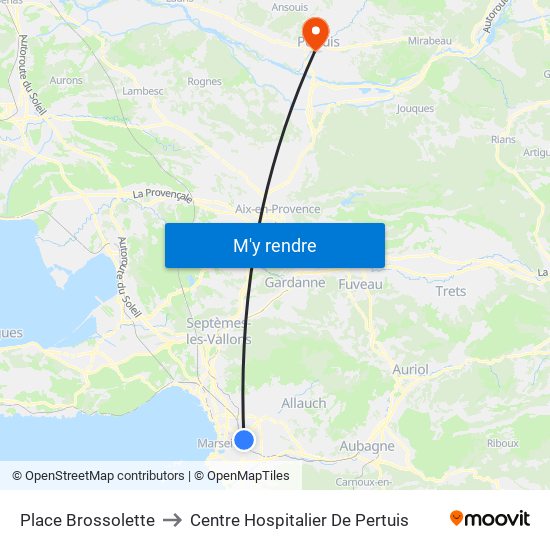 Place Brossolette to Centre Hospitalier De Pertuis map