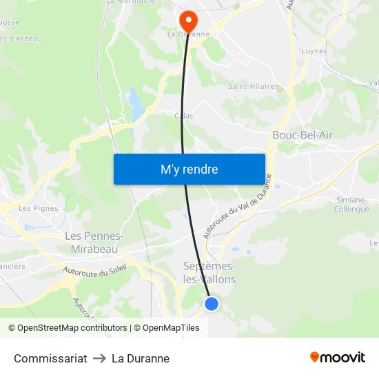 Commissariat to La Duranne map