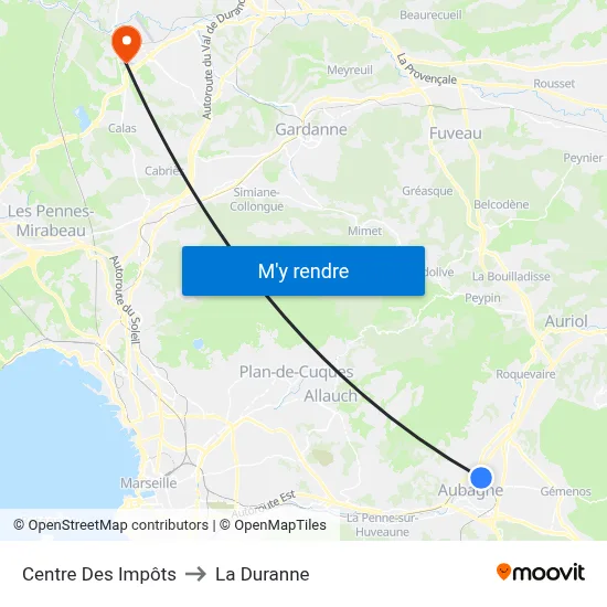 Centre Des Impôts to La Duranne map