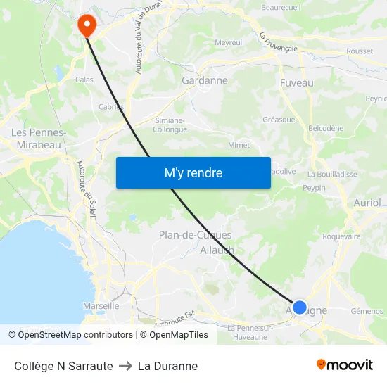 Collège N Sarraute to La Duranne map