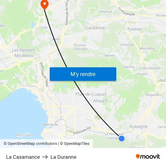 La Casamance to La Duranne map