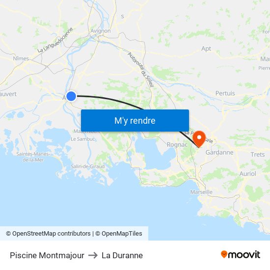 Piscine Montmajour to La Duranne map