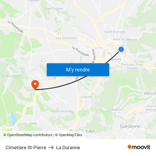 Cimetière St-Pierre to La Duranne map