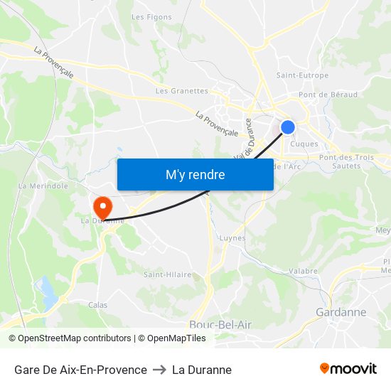 Gare De Aix-En-Provence to La Duranne map