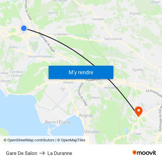 Gare De Salon to La Duranne map