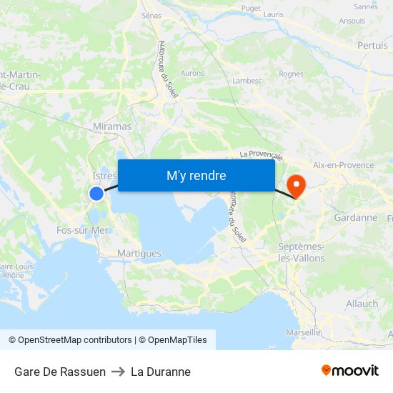 Gare De Rassuen to La Duranne map