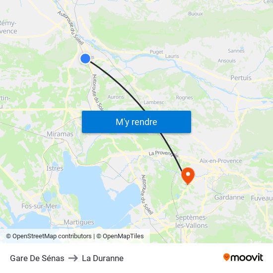 Gare De Sénas to La Duranne map