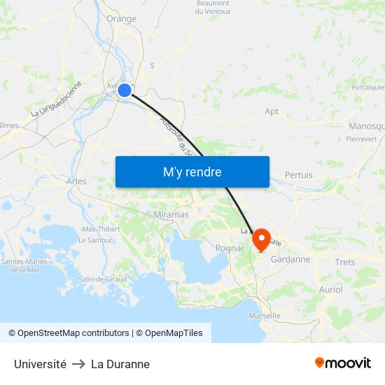 Université to La Duranne map