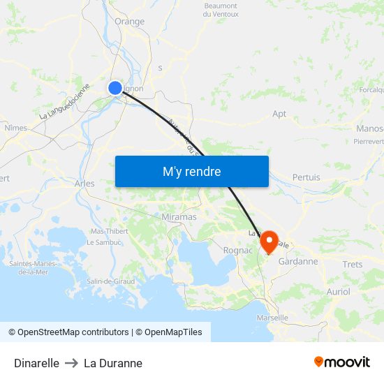 Dinarelle to La Duranne map