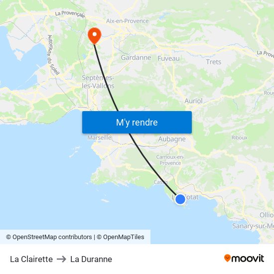 La Clairette to La Duranne map
