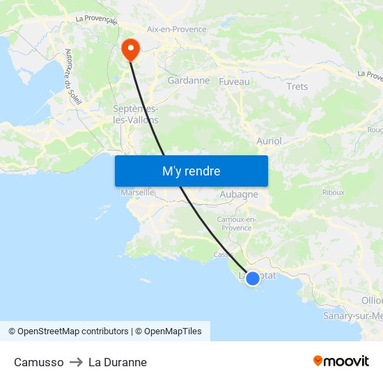 Camusso to La Duranne map